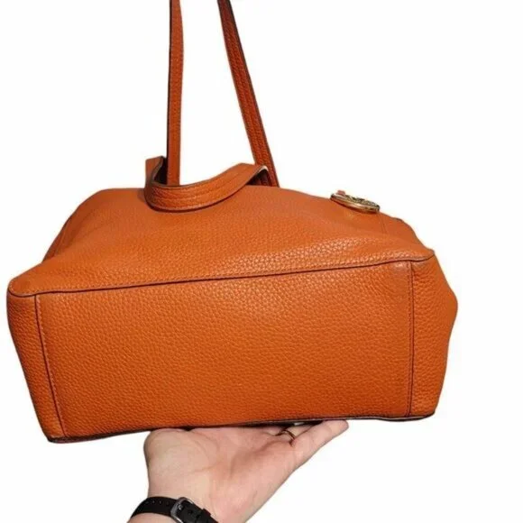 Michael Kors‎ Junie MD Leather Tote Travel Shoulder Handbag Burnt Orange Pebbled - Picture 8 of 16